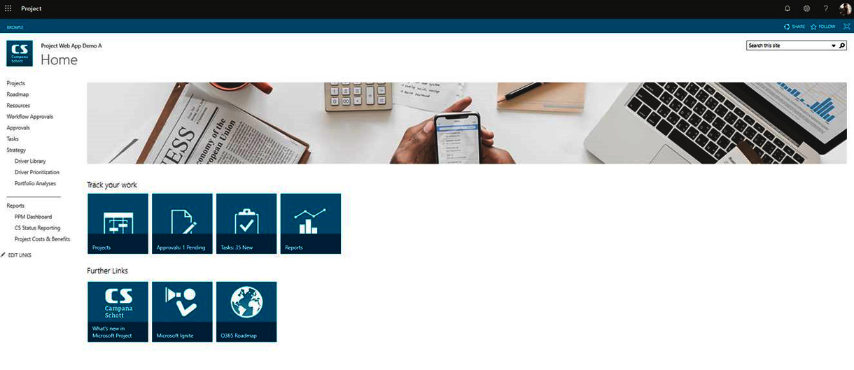 Project Web App Startseite